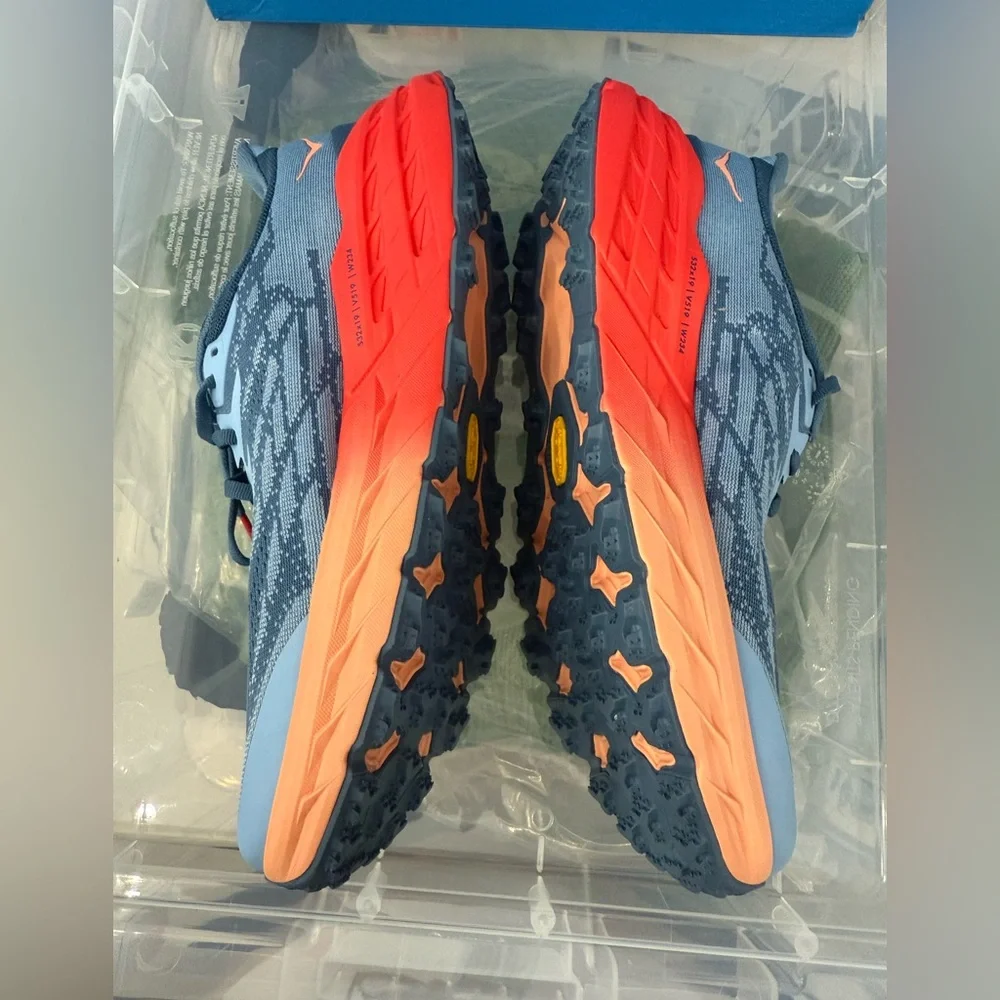 HOKA One Speedgoat 5 Women’s Trail Running Shoes Blue Orange Sz 10.5 RARE - Picture 8 of 11